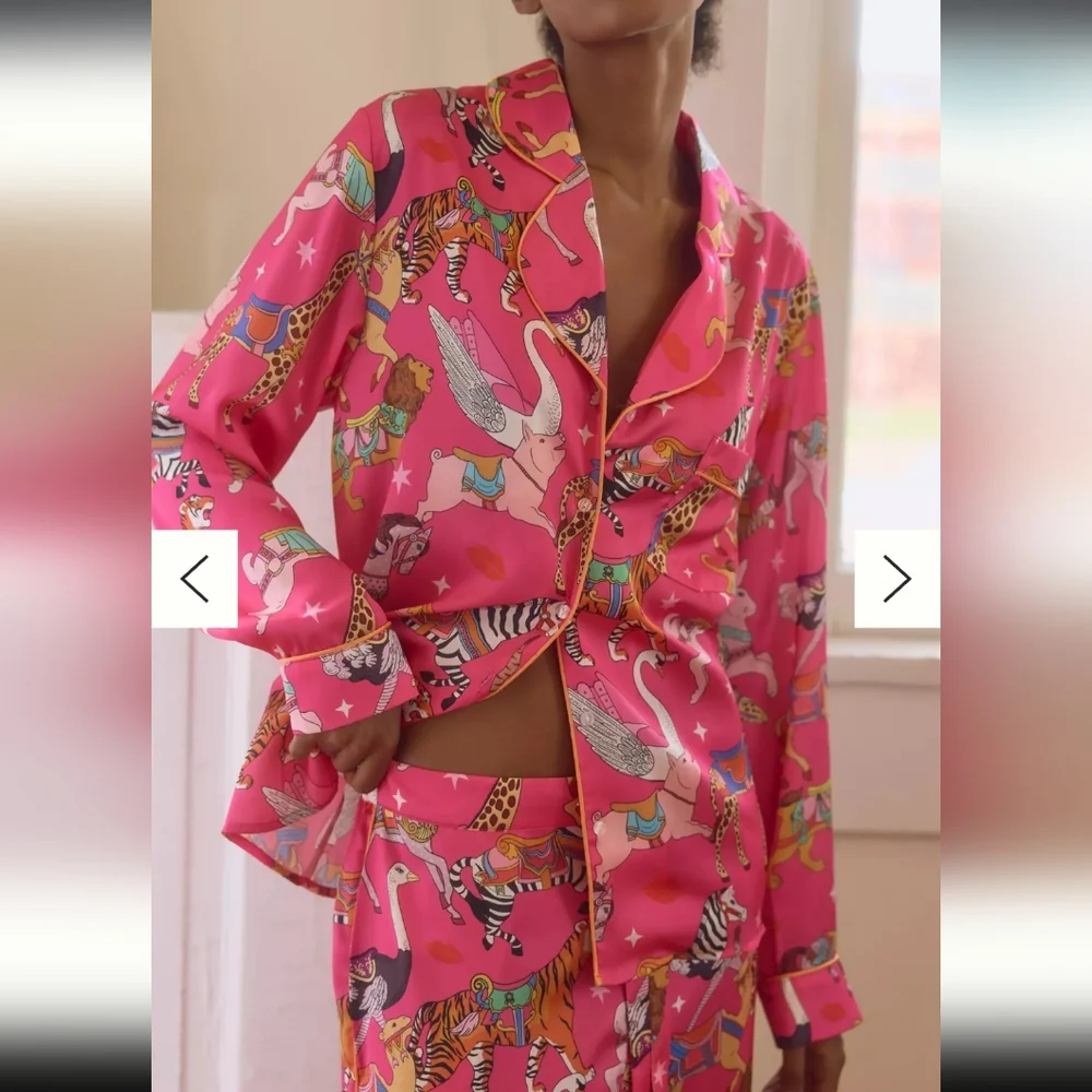 NEW Karen Mabon Long-Sleeve Carousel Pajama Set - Picture 2 of 10